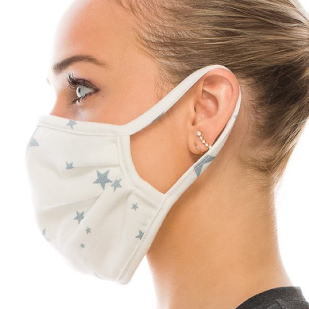 NEW White Denim Star Double Layered Face Mask - Picture 2 of 5
